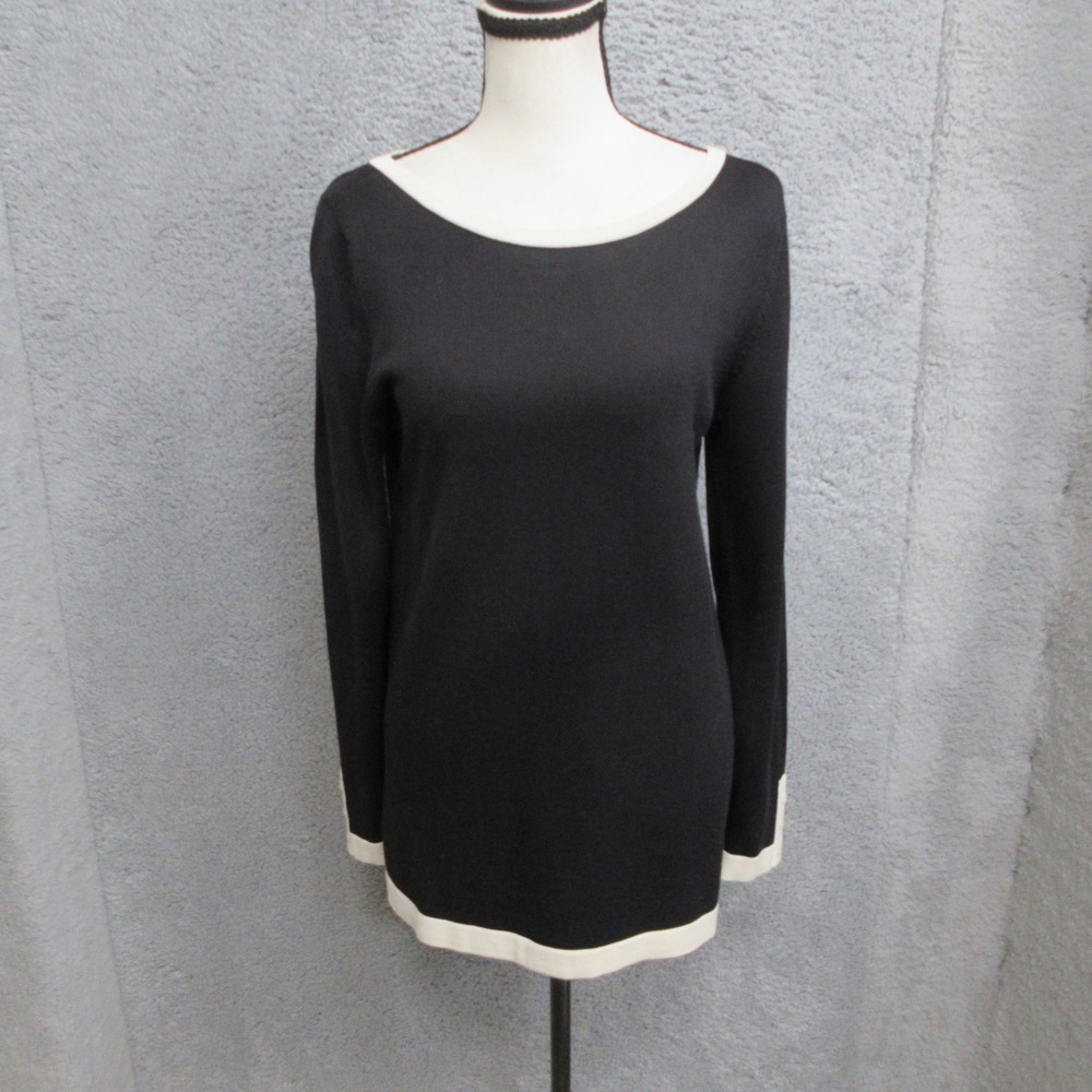 Kate Hill Sweater Women S Black Cream Officecore Quiet Luxury Preppy Classic